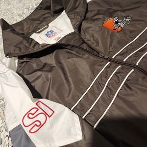 NFL Vintage Football Clevland Browns, Brown and White Logo Jacket